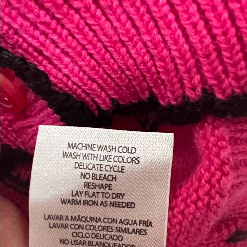 Hartstrings Bright pink cotton cardigan sweater with French bulldog appliqué NWT - Picture 12 of 12